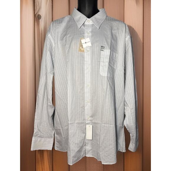 Bill Blass Easy Care Men’s Pinstripe 100% Cotton Long Sleeve Button Up 2XL - Picture 2 of 9